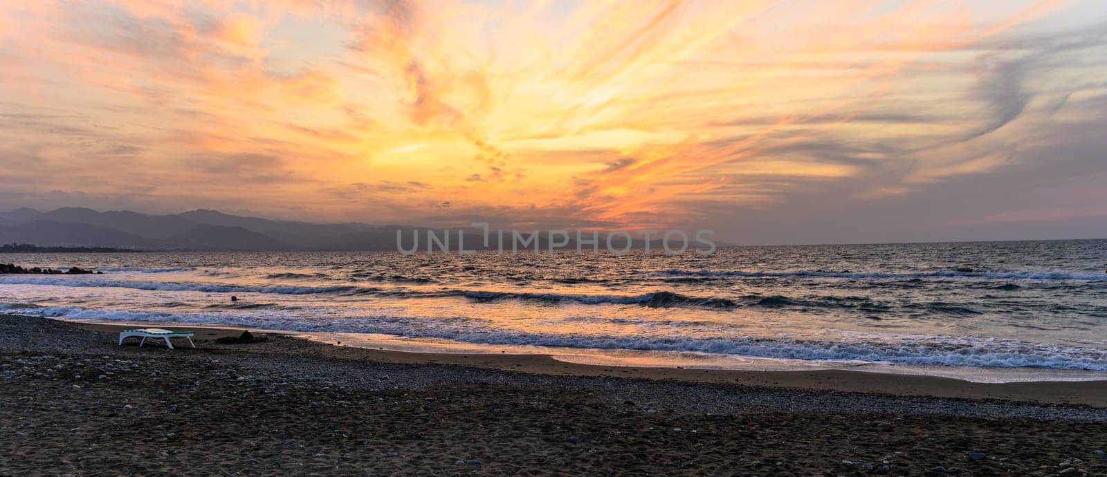 beautiful sunset autumn sky on the shores of the Mediterranean sea