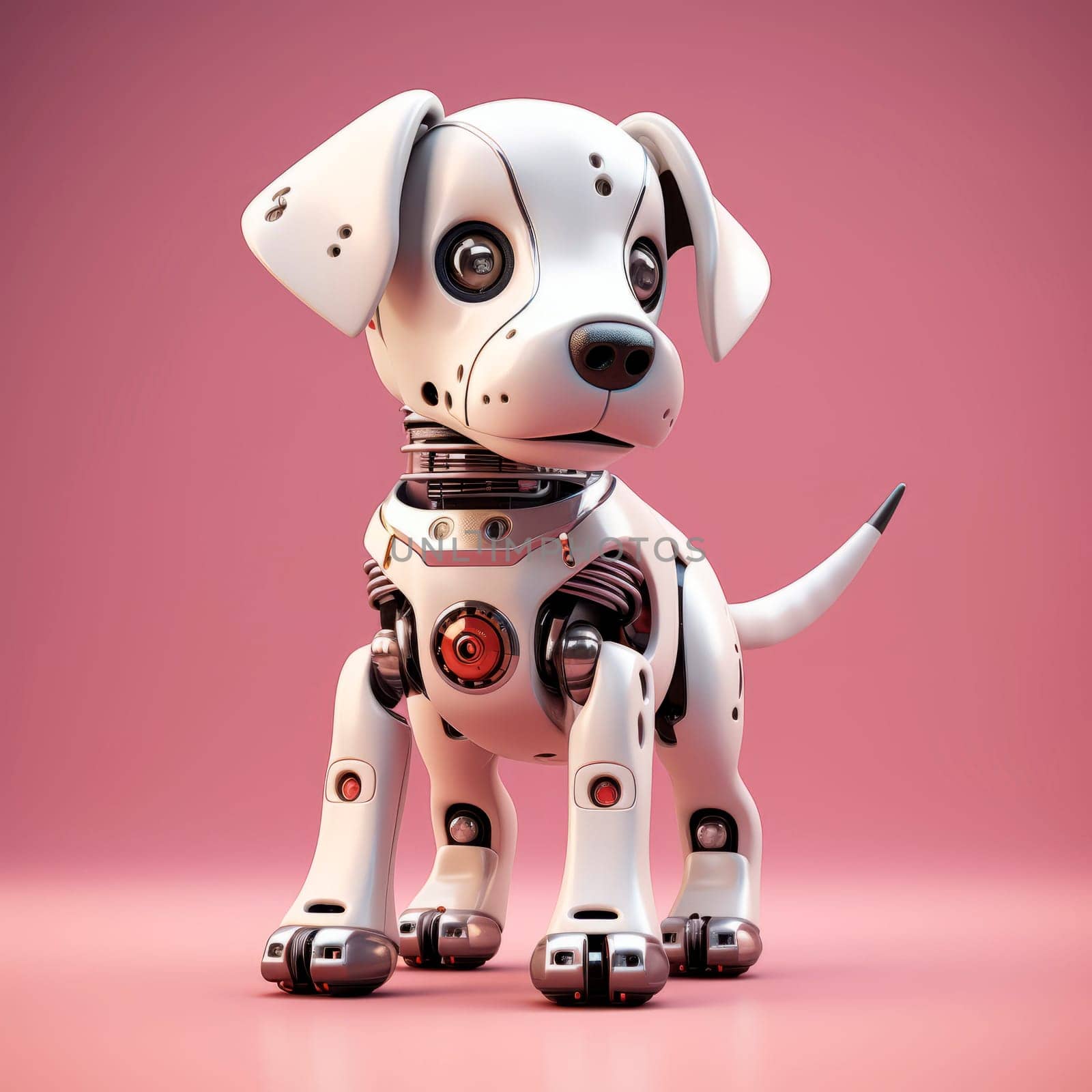 Toy robot dog on pink background by Spirina