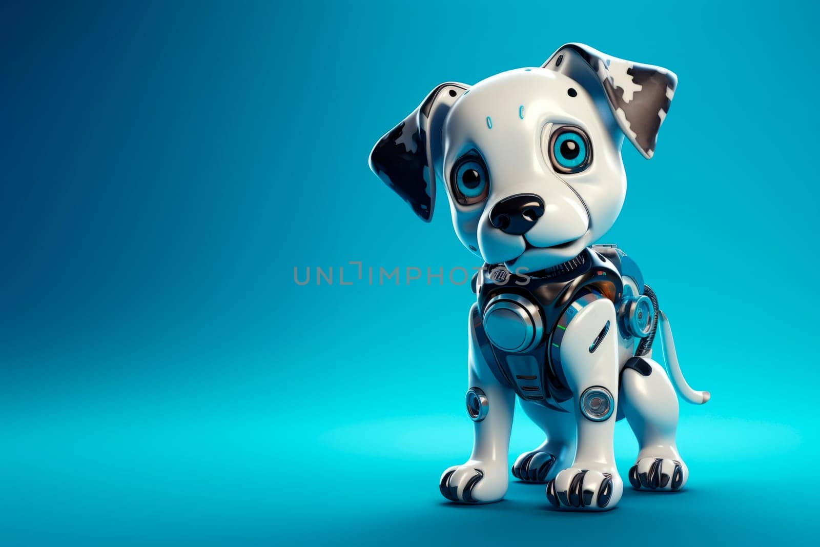 Toy robot dog on a blue background by Spirina