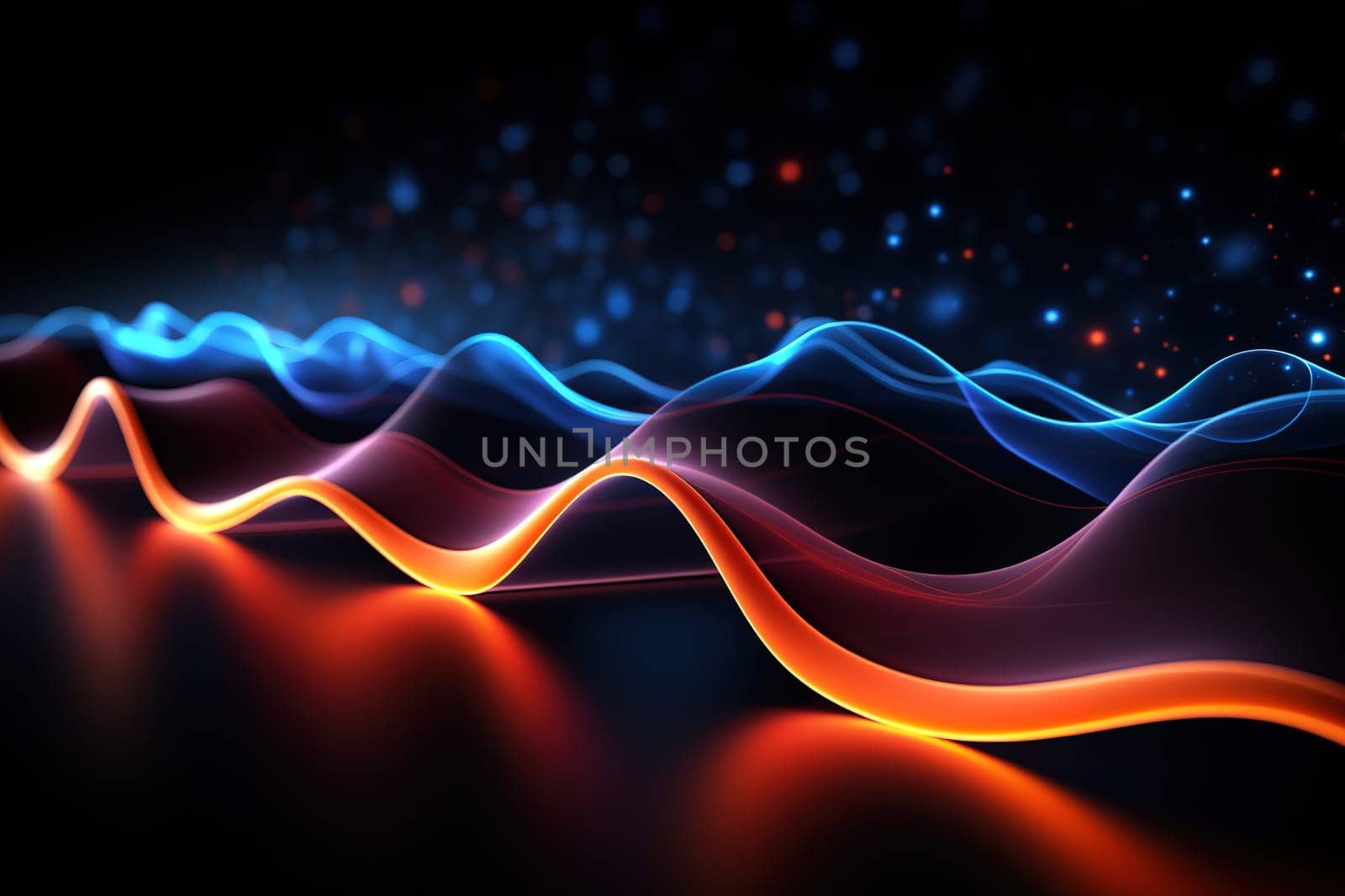 Abstract background, wave lines dynamic flowing light, data digital abstract technology, generative ai