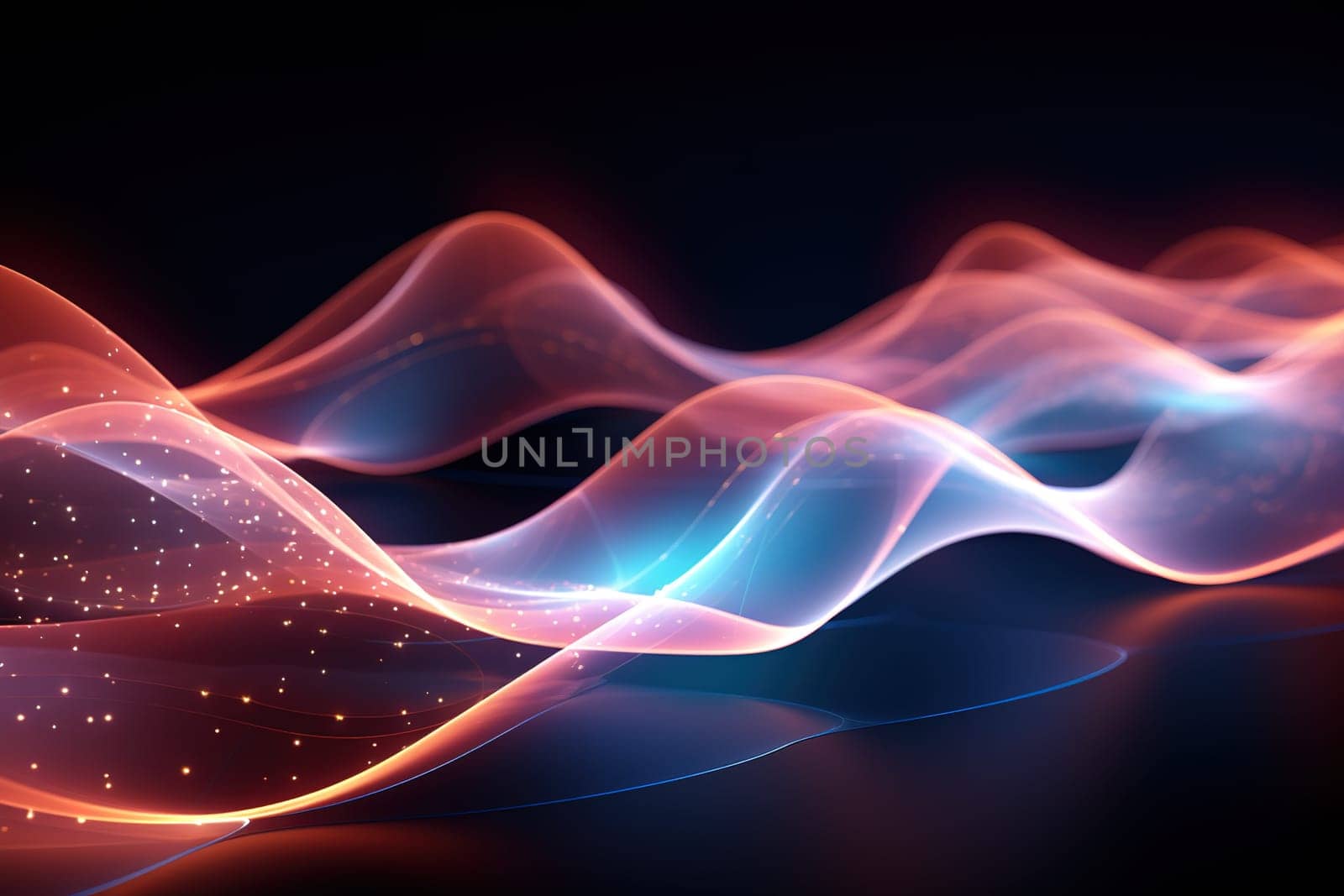 Abstract background, wave lines dynamic flowing light, data digital abstract technology, generative ai