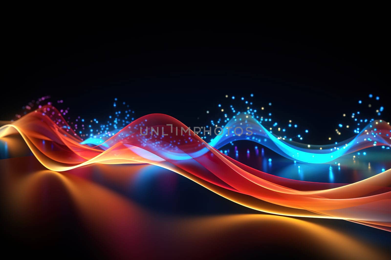 Abstract background, wave lines dynamic flowing light, data digital abstract technology, generative ai