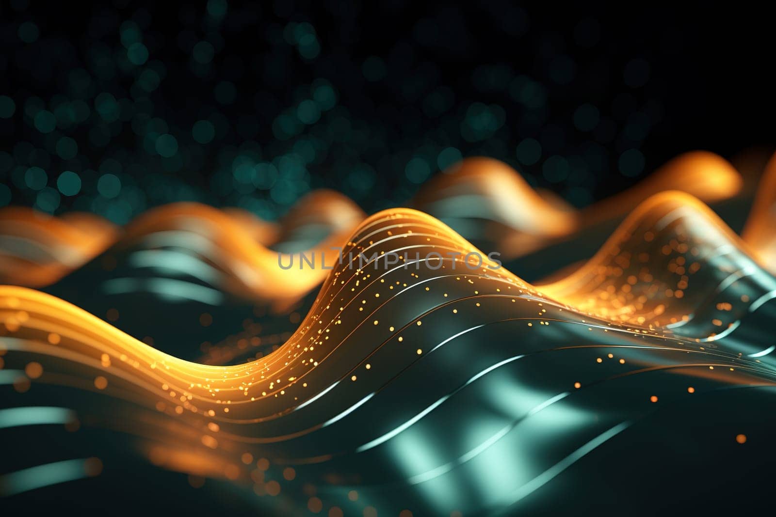 Abstract background, wave lines dynamic flowing light, data digital abstract technology, generative ai