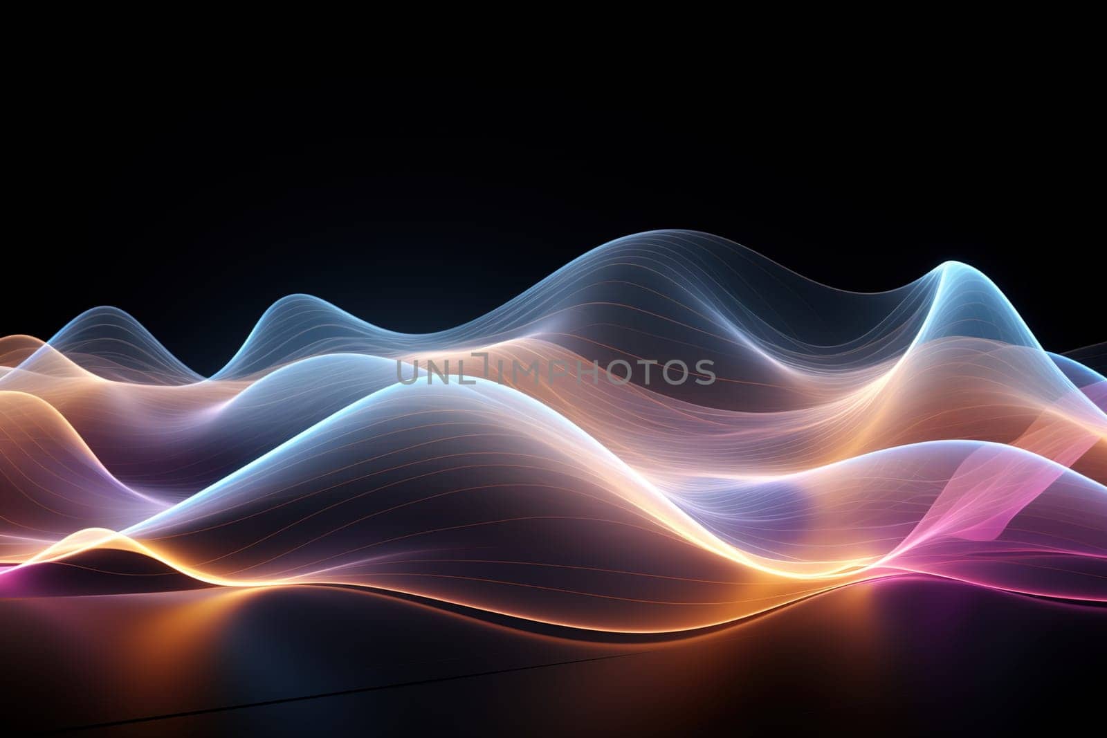 Abstract background, wave lines dynamic flowing light, data digital abstract technology. generative ai by Manastrong