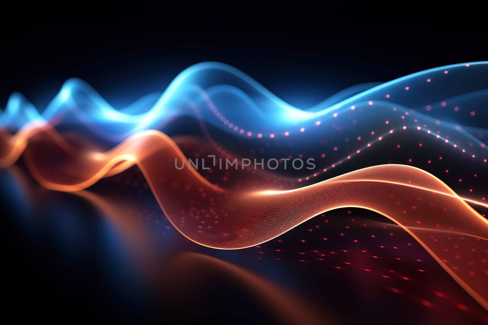 Abstract background, wave lines dynamic flowing light, data digital abstract technology. generative ai by Manastrong