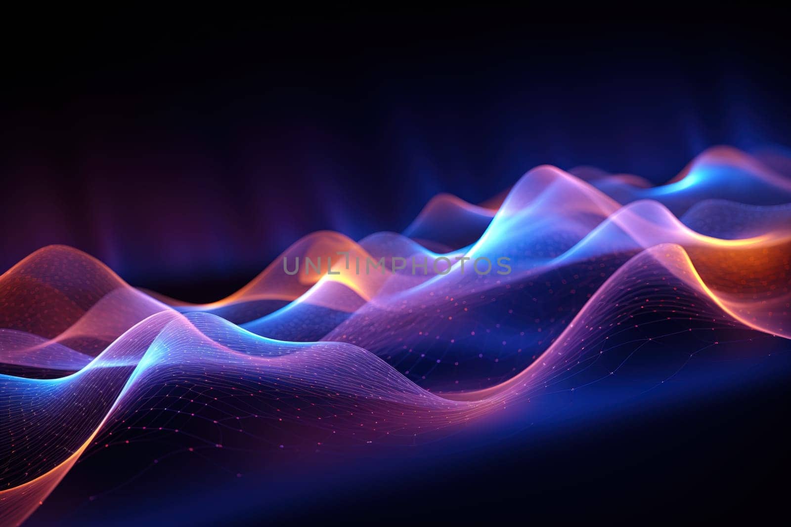 Abstract background, wave lines dynamic flowing light, data digital abstract technology, generative ai