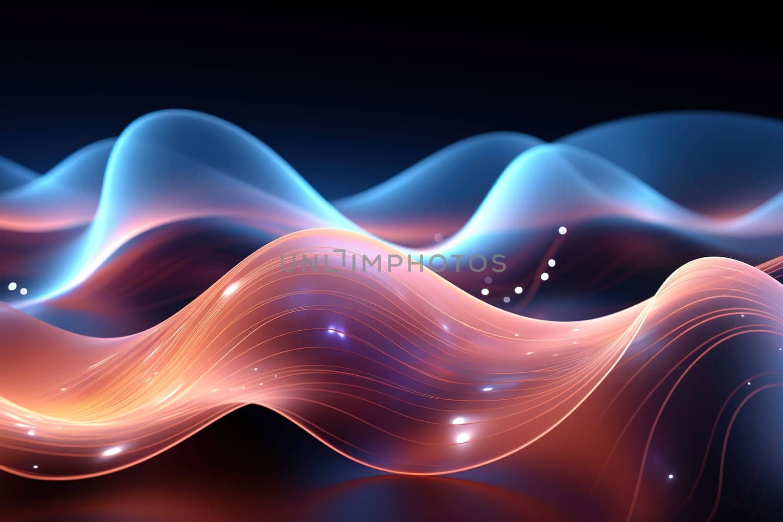 Abstract background, wave lines dynamic flowing light, data digital abstract technology. generative ai by Manastrong