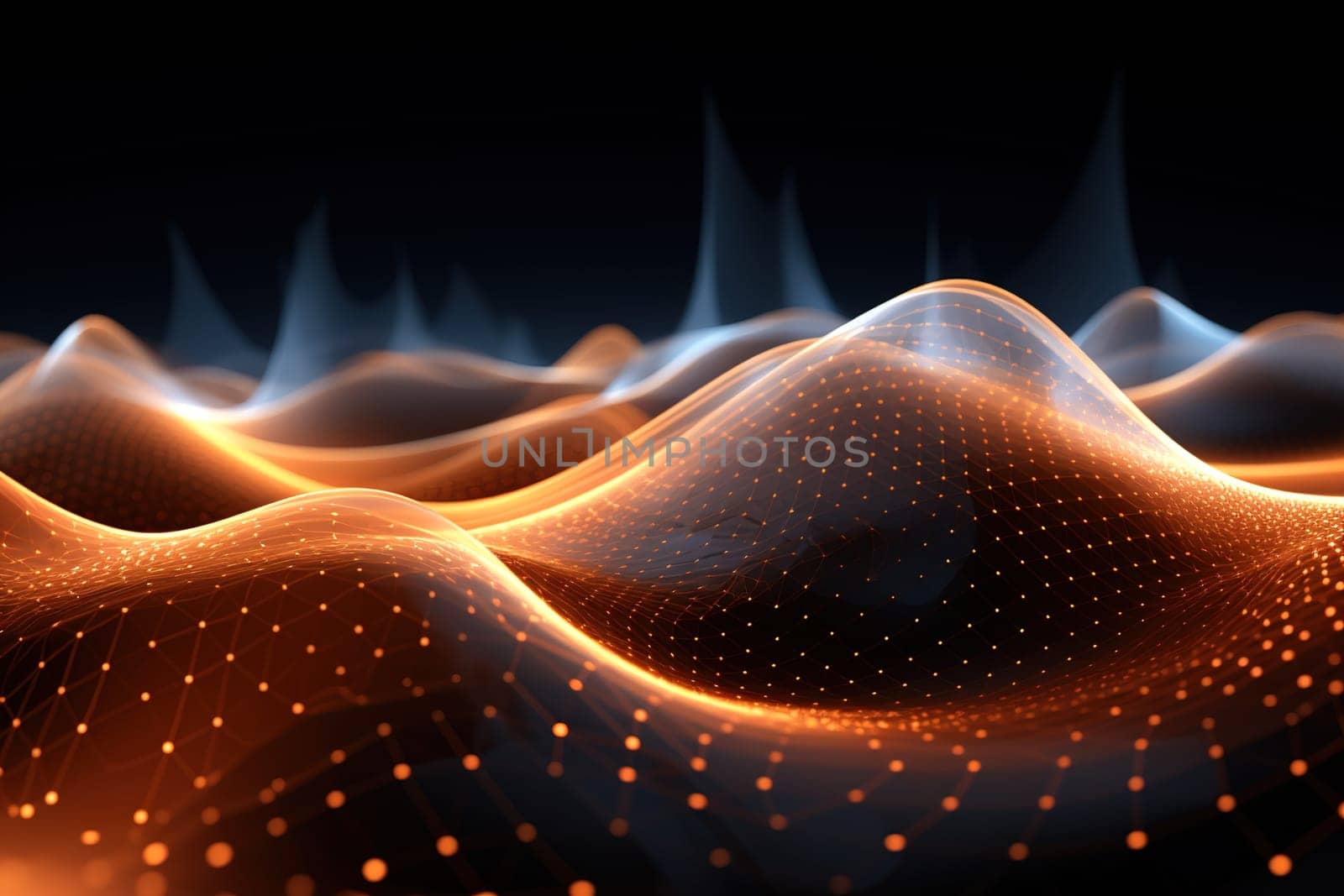 Abstract background, wave lines dynamic flowing light, data digital abstract technology. generative ai by Manastrong