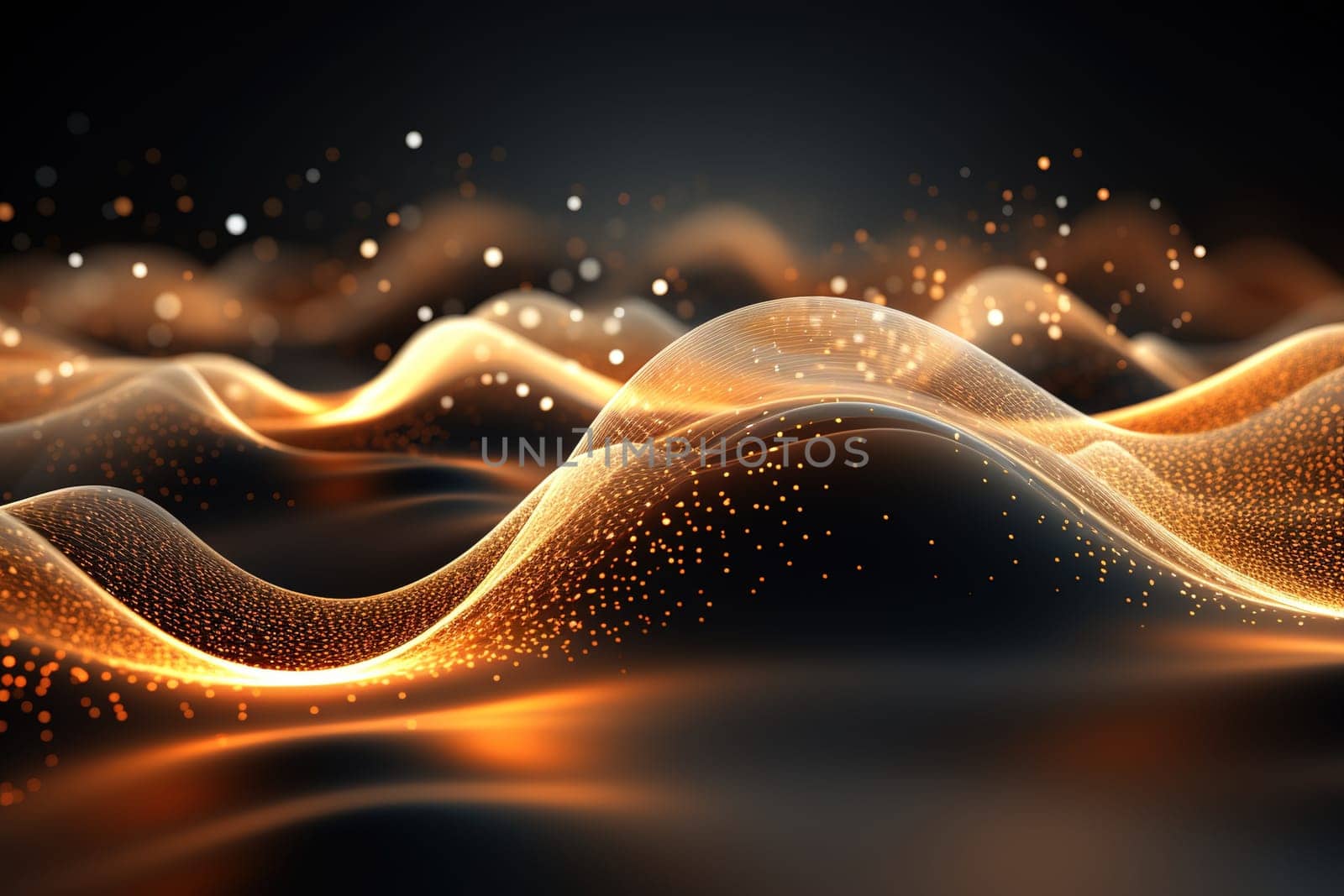 Abstract background, wave lines dynamic flowing light, data digital abstract technology. generative ai by Manastrong