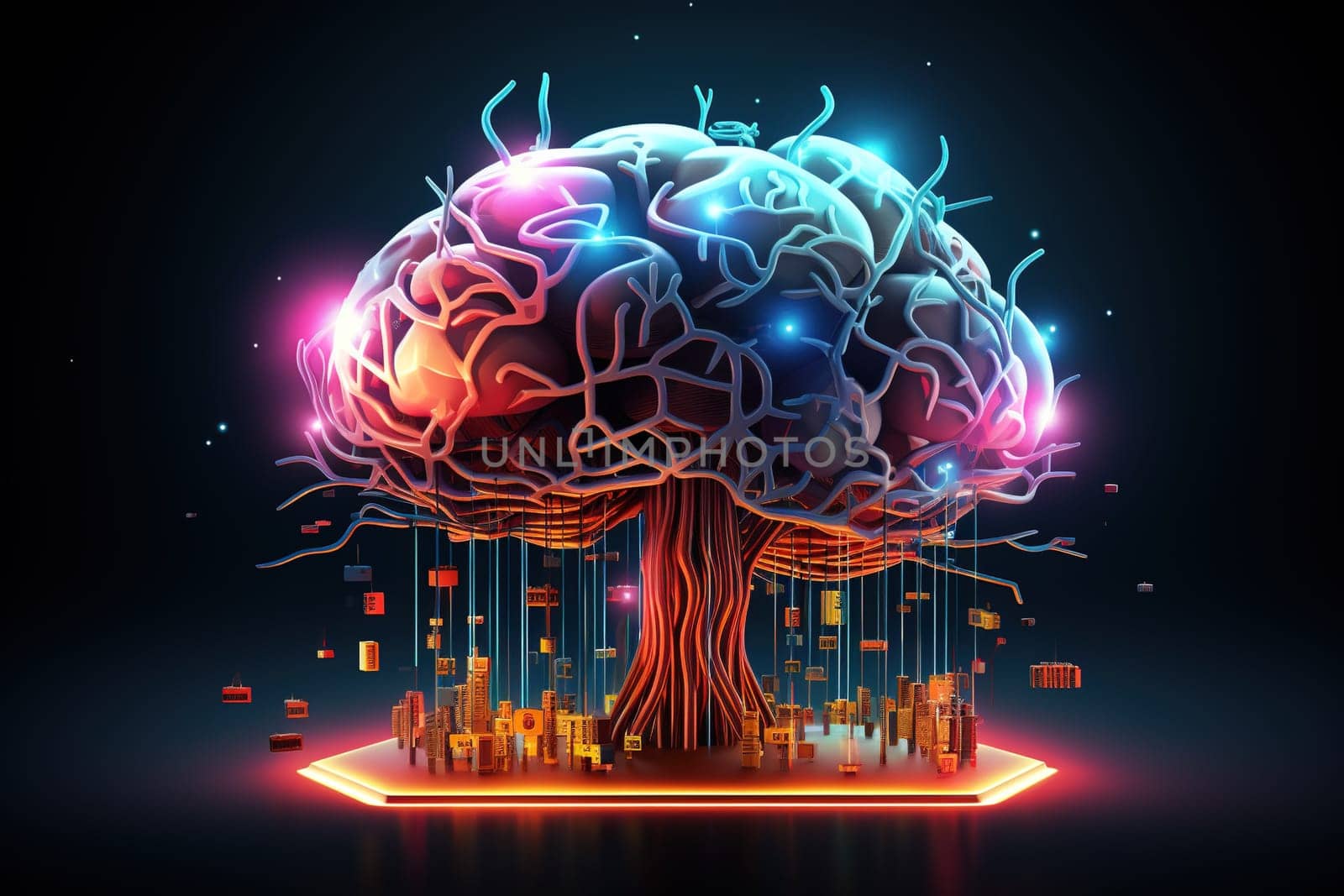 Artificial Intelligence brain, digital abstract technology futuristic, generative ai