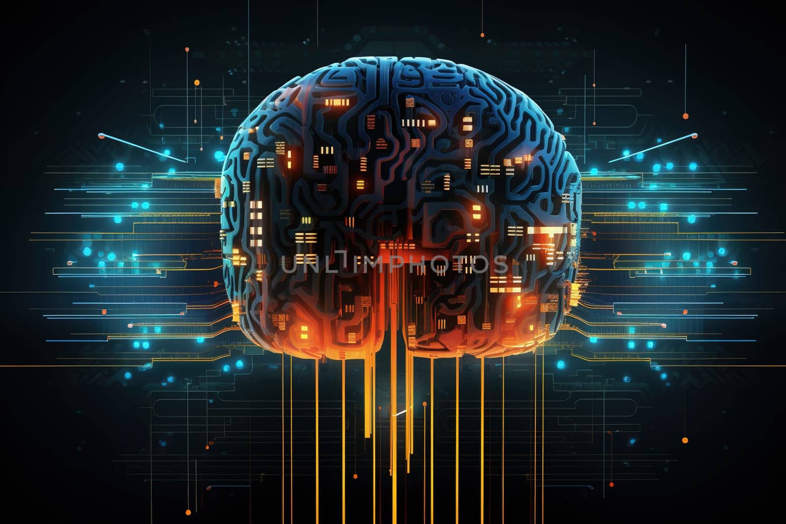 Artificial Intelligence brain, digital abstract technology futuristic, generative ai