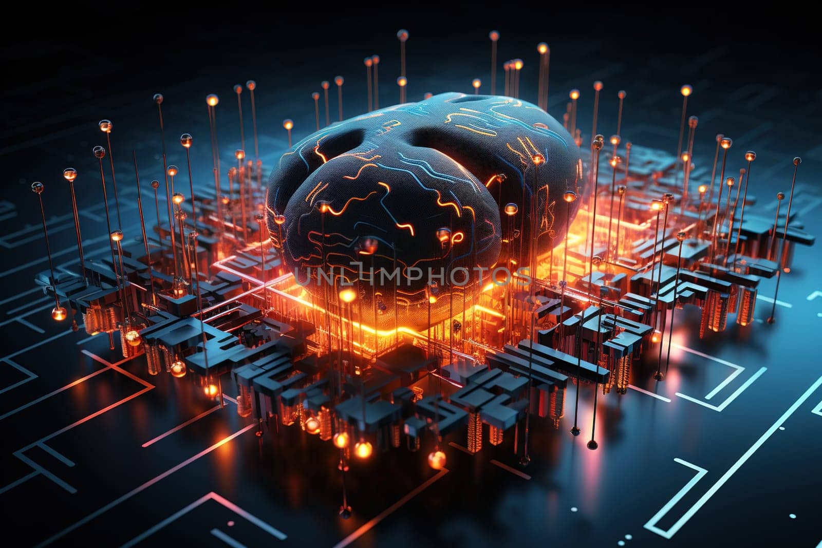 Artificial Intelligence brain, digital abstract technology futuristic, generative ai