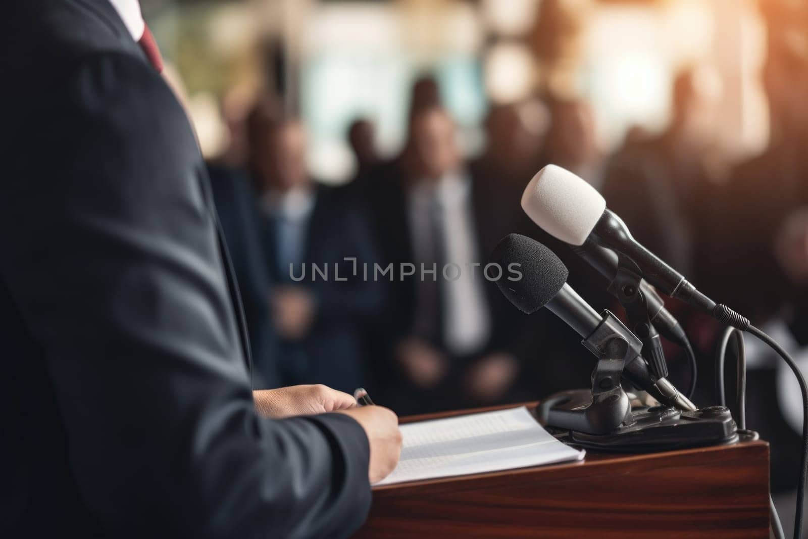 Closeup of Organization representative speaking.AI Generated. High quality illustration
