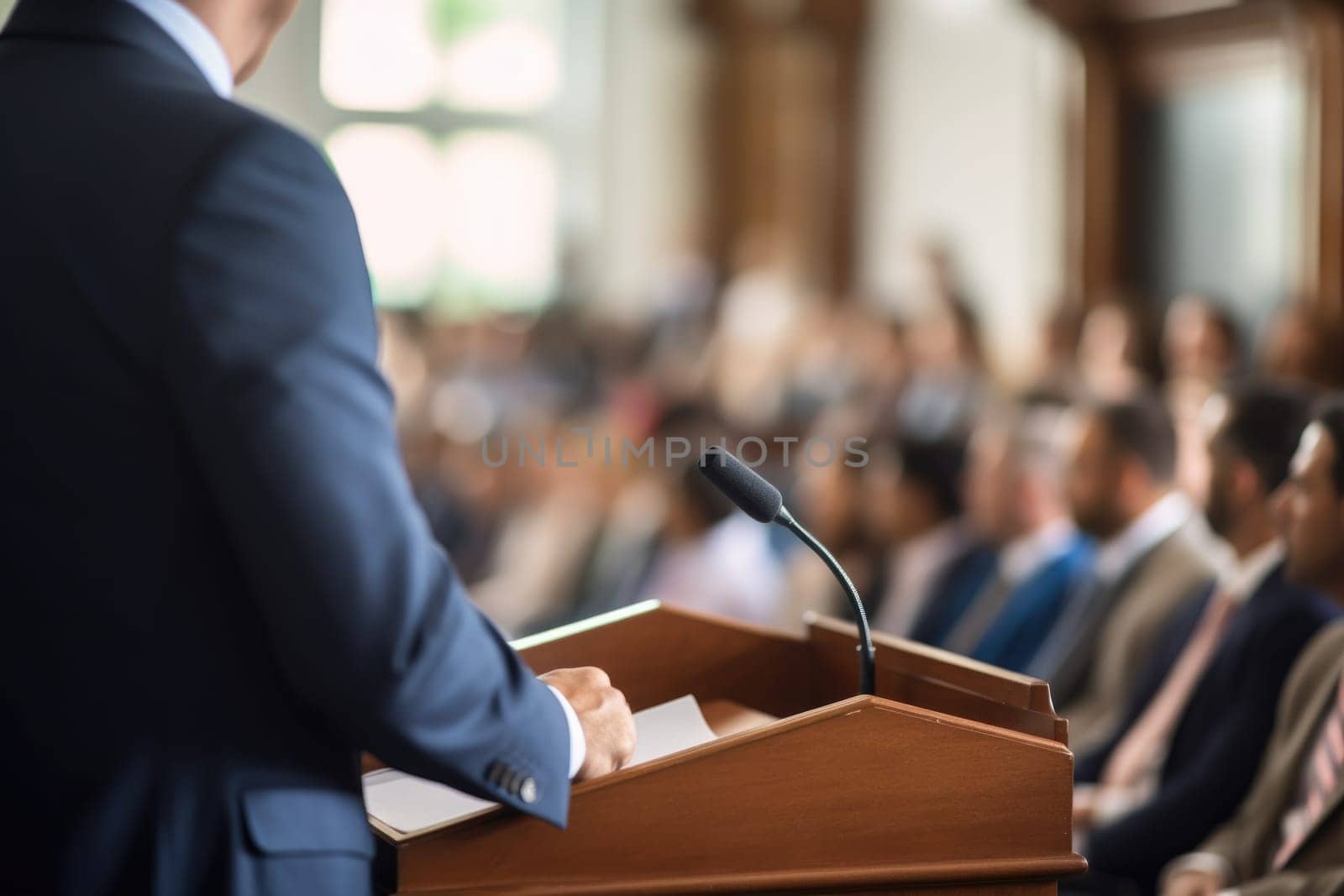 Closeup of Organization representative speaking.AI Generated. High quality illustration