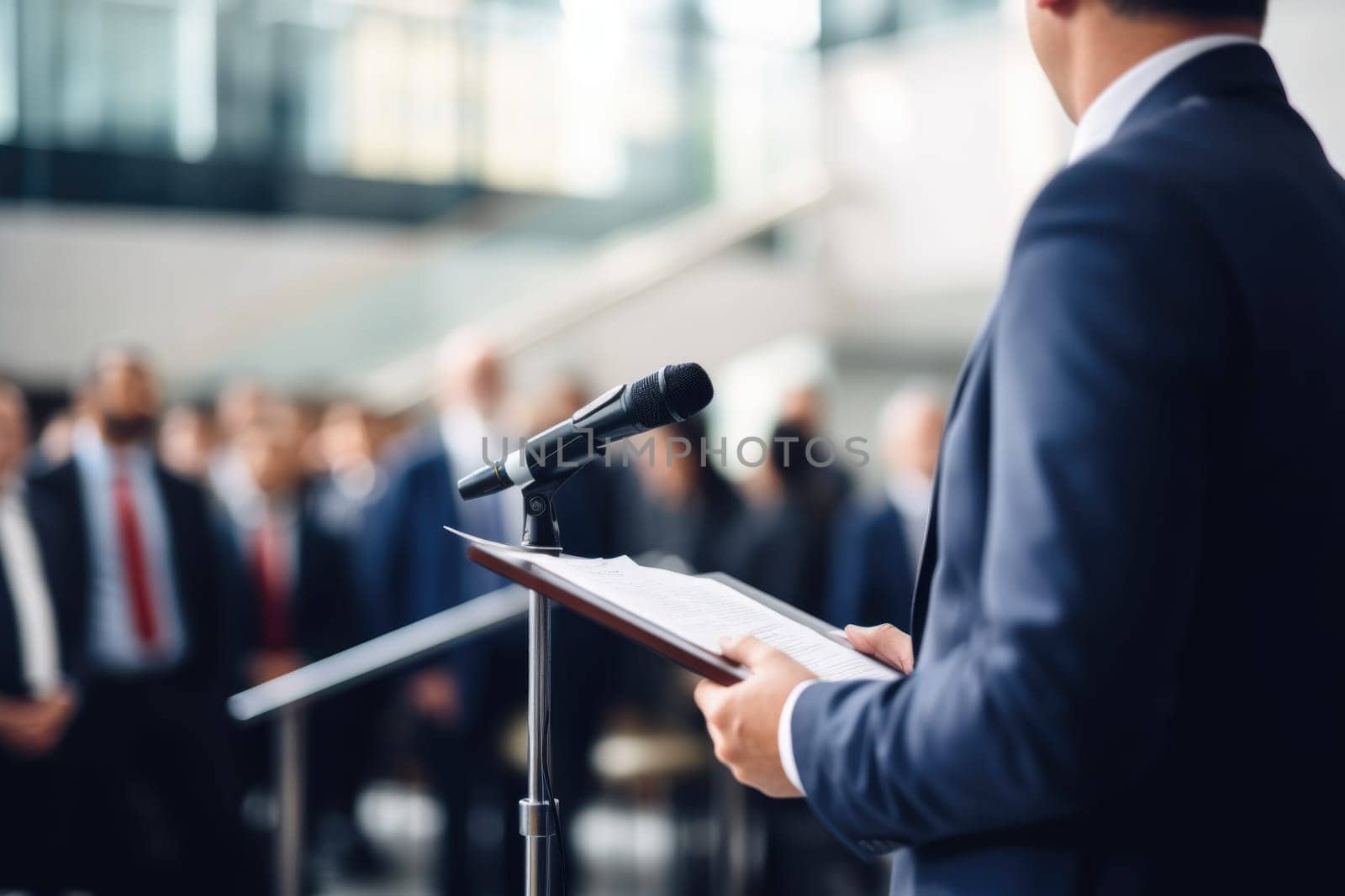 Closeup of Organization representative speaking.AI Generated. High quality illustration