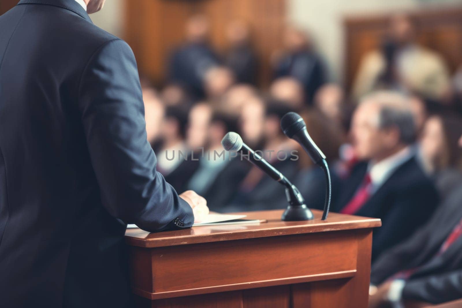 Closeup of Organization representative speaking.AI Generated. High quality illustration