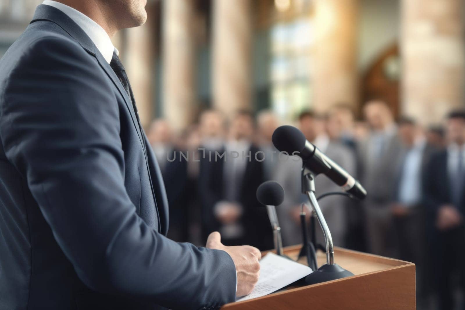 Closeup of Organization representative speaking.AI Generated. High quality illustration