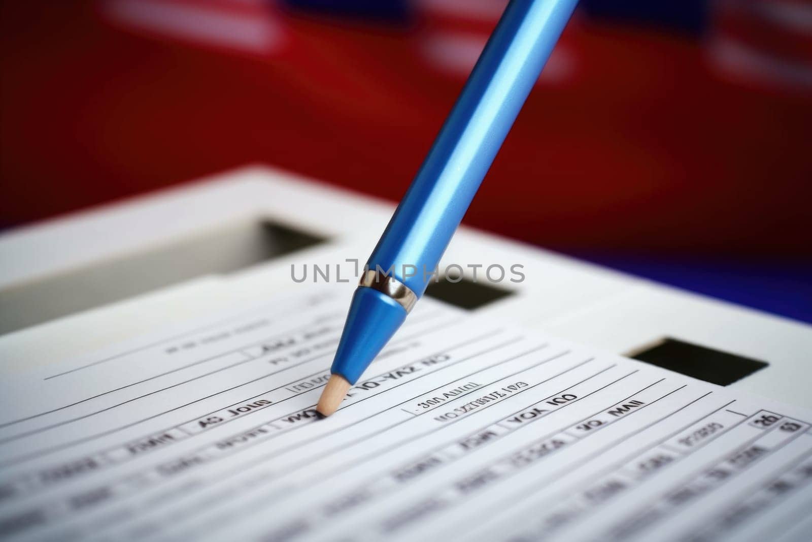 Closeup of election ballot. AI Generated. High quality illustration