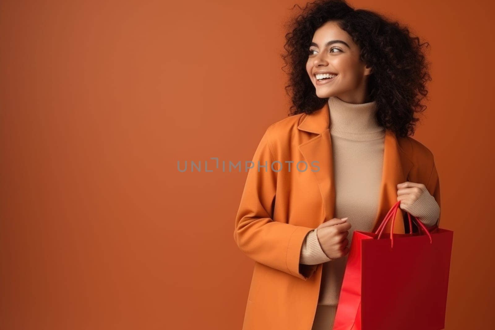 Beautiful fashion woman with shopping bags outdoors. AI Generated . High quality illustration
