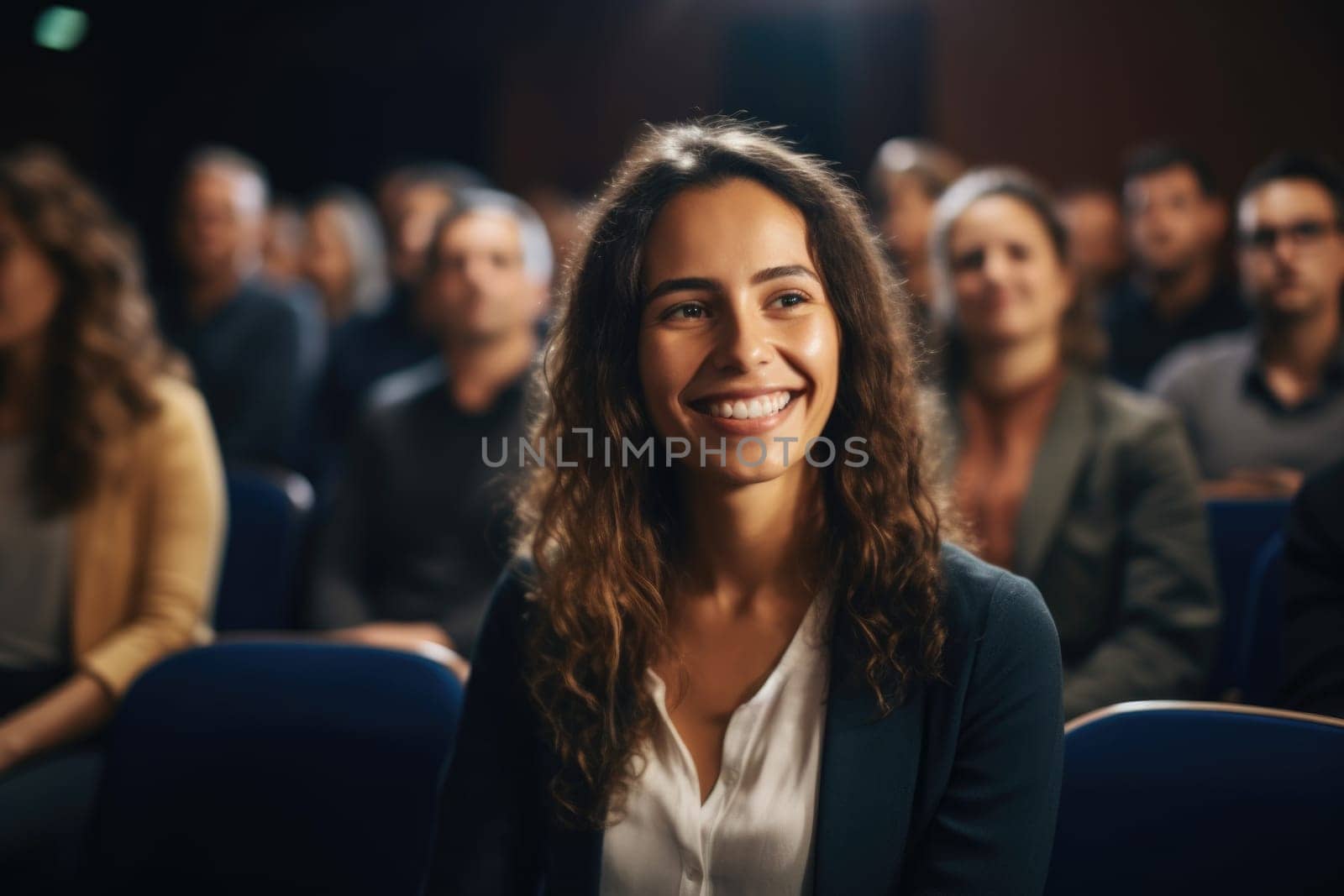 Business woman speaker having meeting. AI Generated by Desperada