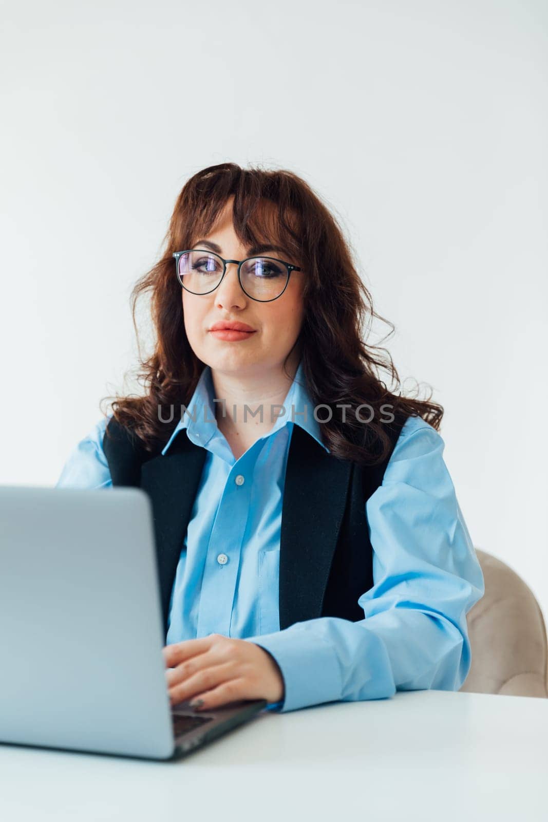 woman with laptop computer remote work internet conversation online communication communication by Simakov