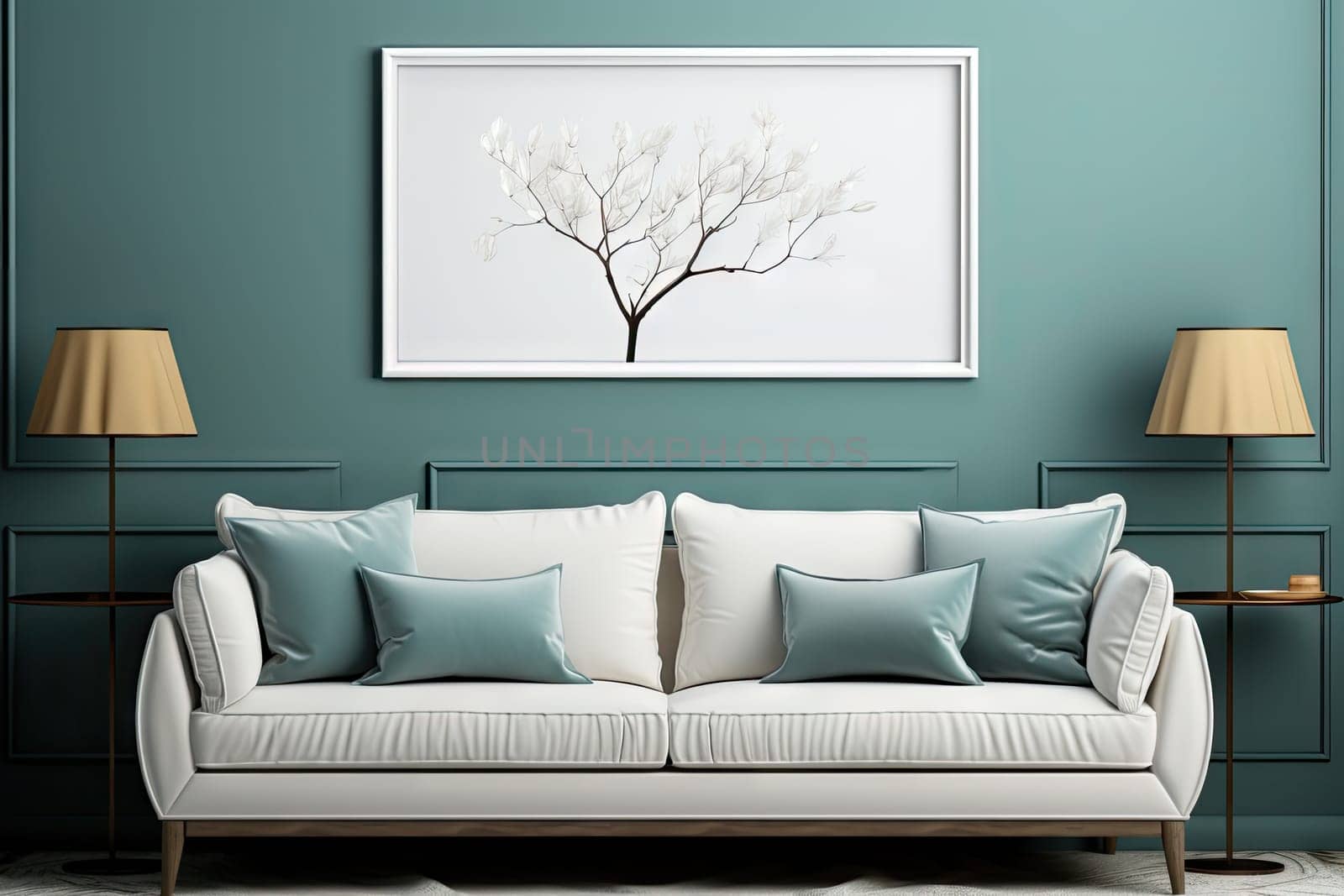 A simple frame to simulate a contemporary setting in a living room.by Generative AI..