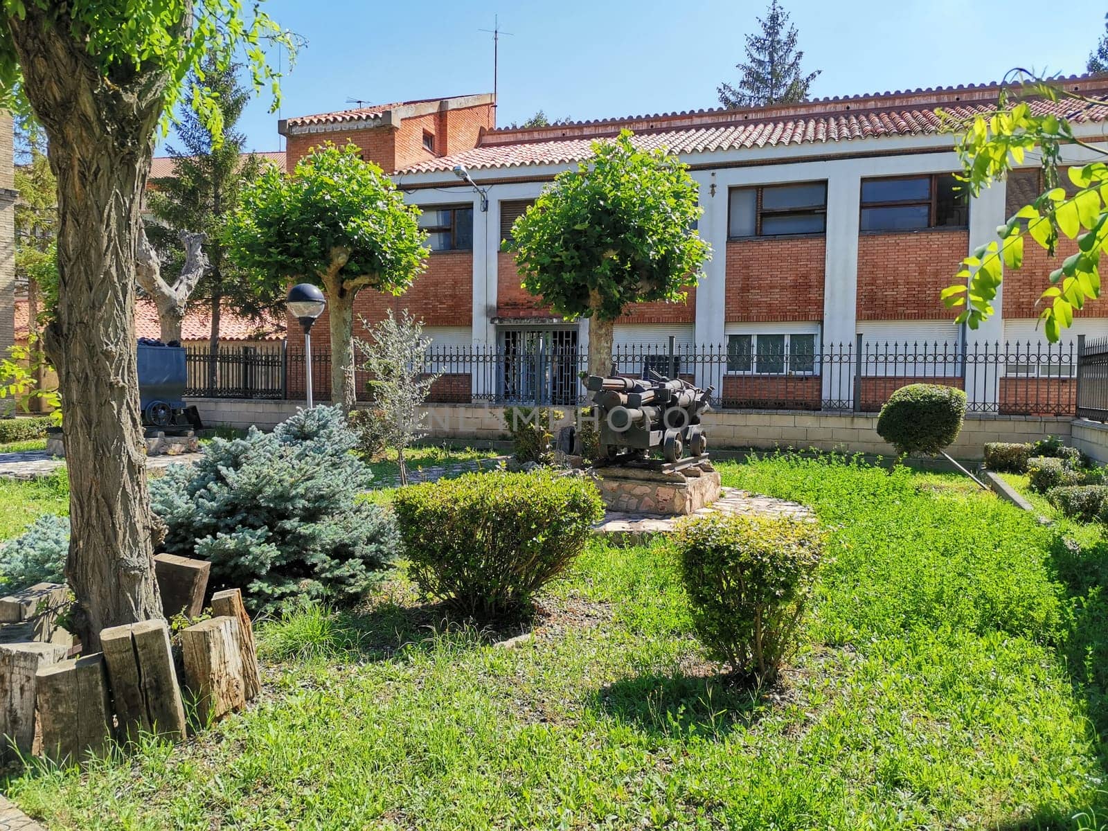 View of the garden of the museum of mining science and archeology. Utrillas, Teruel, Spain