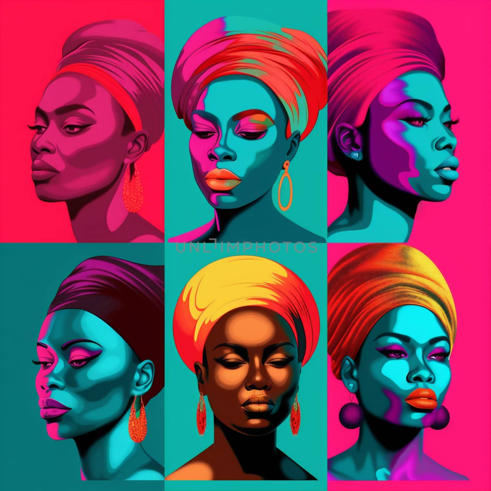 fashion woman art colours hair face rainbow flag colourful illustration black. Generative AI. by Vichizh