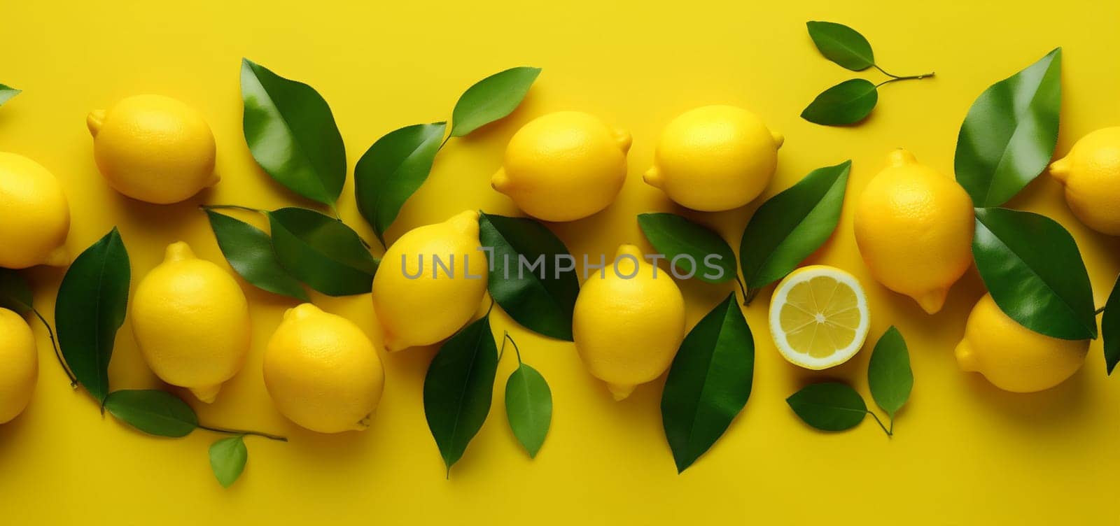 natural vegetarian green food background lemon fresh diet summer freshness slice juicy colorful design pattern yellow art healthy fruit citric juice. Generative AI.