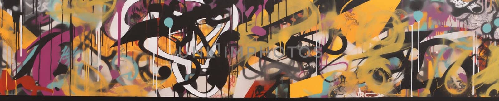 colourful colorful city painting paint aerosol wall street banner wallpaper background artistic urban graffiti pattern letter hop yellow grunge spray art. Generative AI.