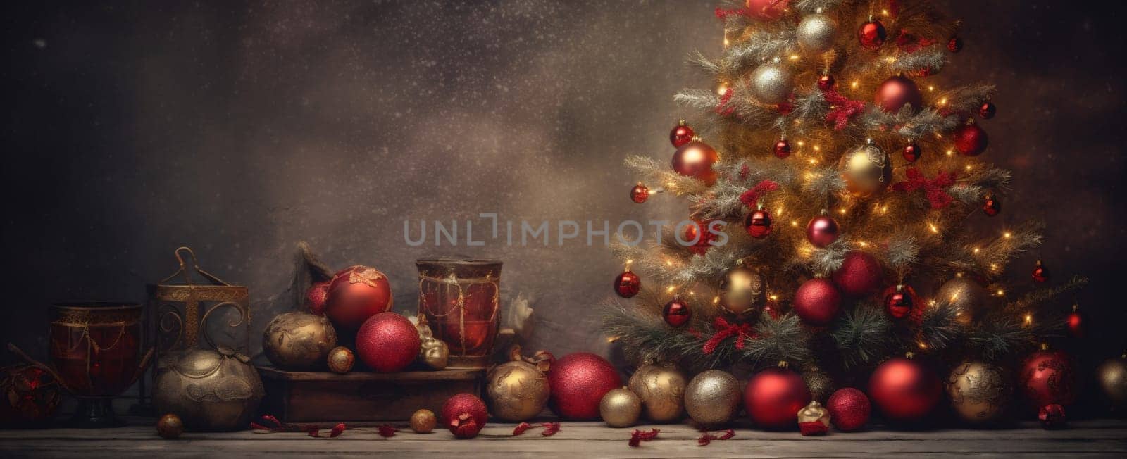 new holiday copy decoration celebration light christmas year table space festive. Generative AI. by Vichizh