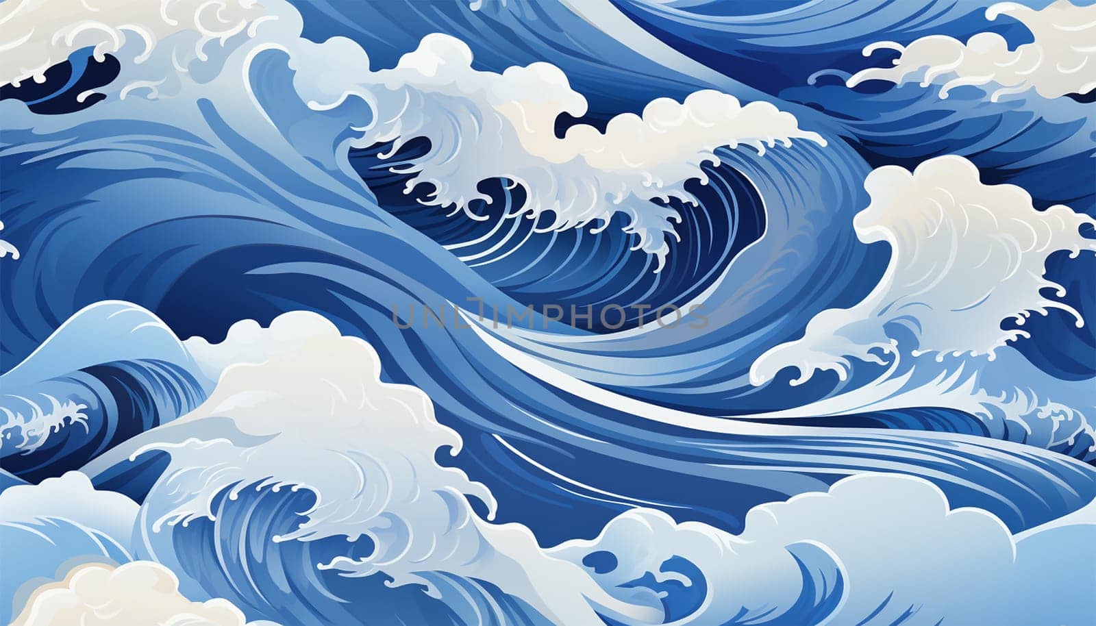 Sea waves pattern background. Waves pattern. Classic japanese waves in modern design,Blue and white lines. Element for design. Storm ocean. posters and prints Copy space
