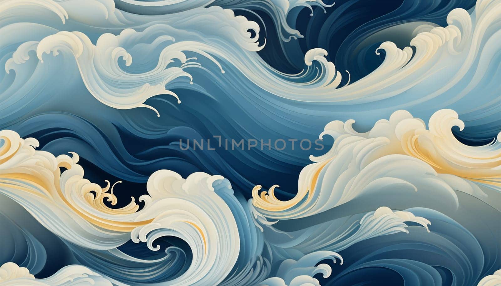 Sea waves pattern background. Waves pattern. Classic japanese waves in modern design,Blue and white lines. Element for design. Storm ocean. posters and prints by Annebel146