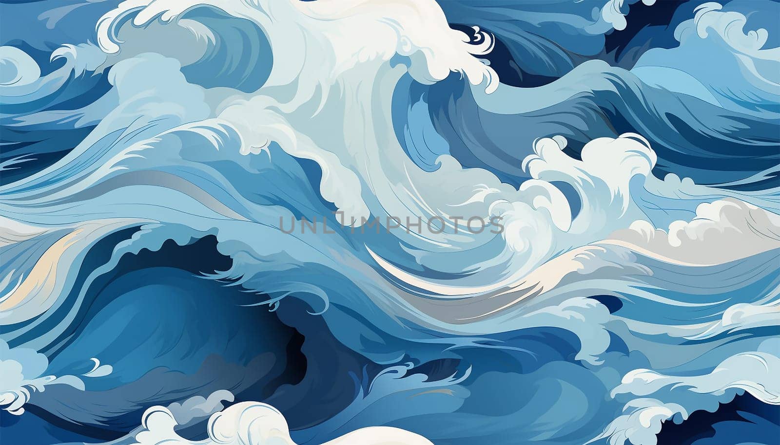 Sea waves pattern background. Waves pattern. Classic japanese waves in modern design,Blue and white lines. Element for design. Storm ocean. posters and prints by Annebel146