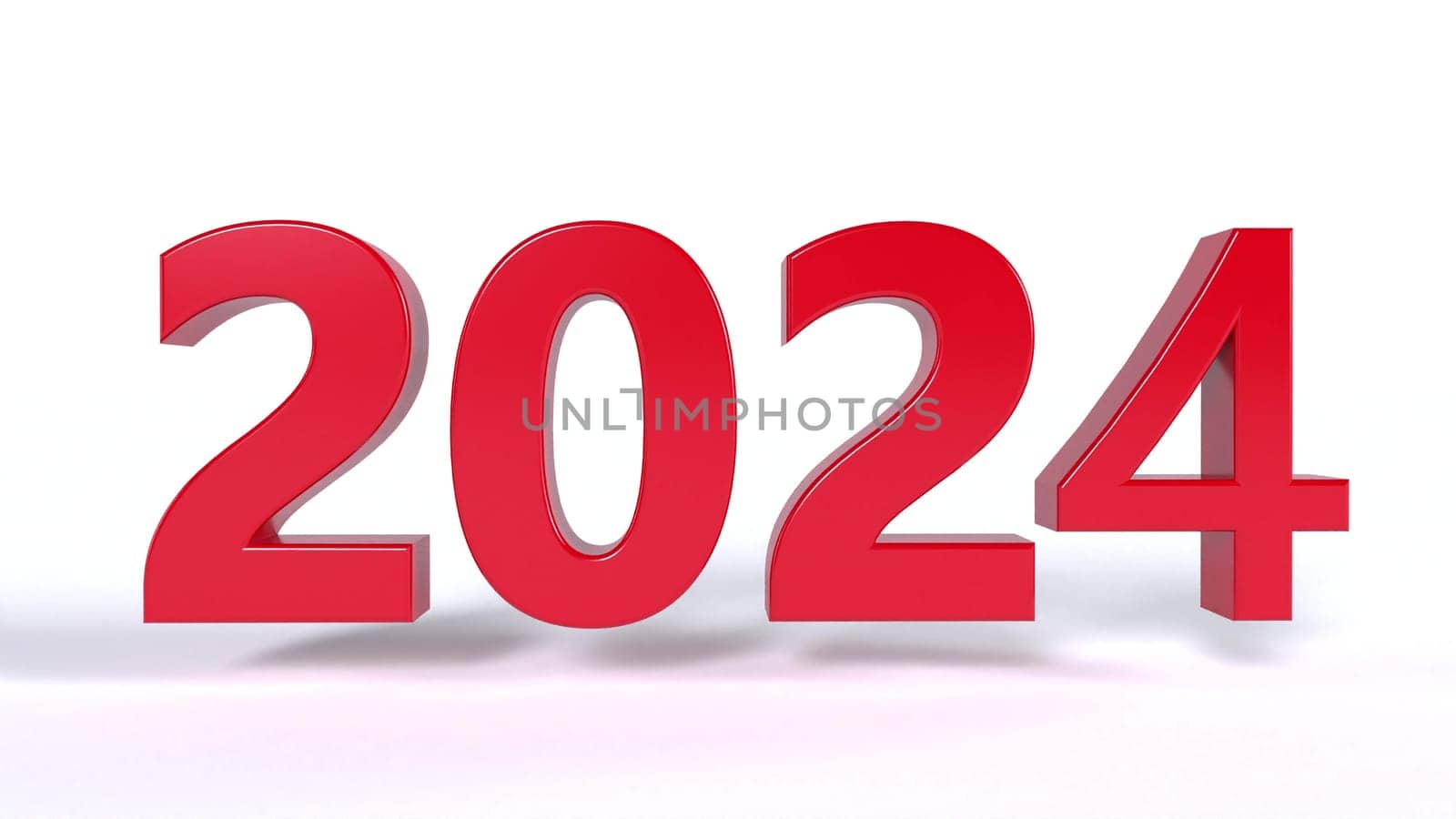New Year green 2023 change in red 2024 epic event 3d render