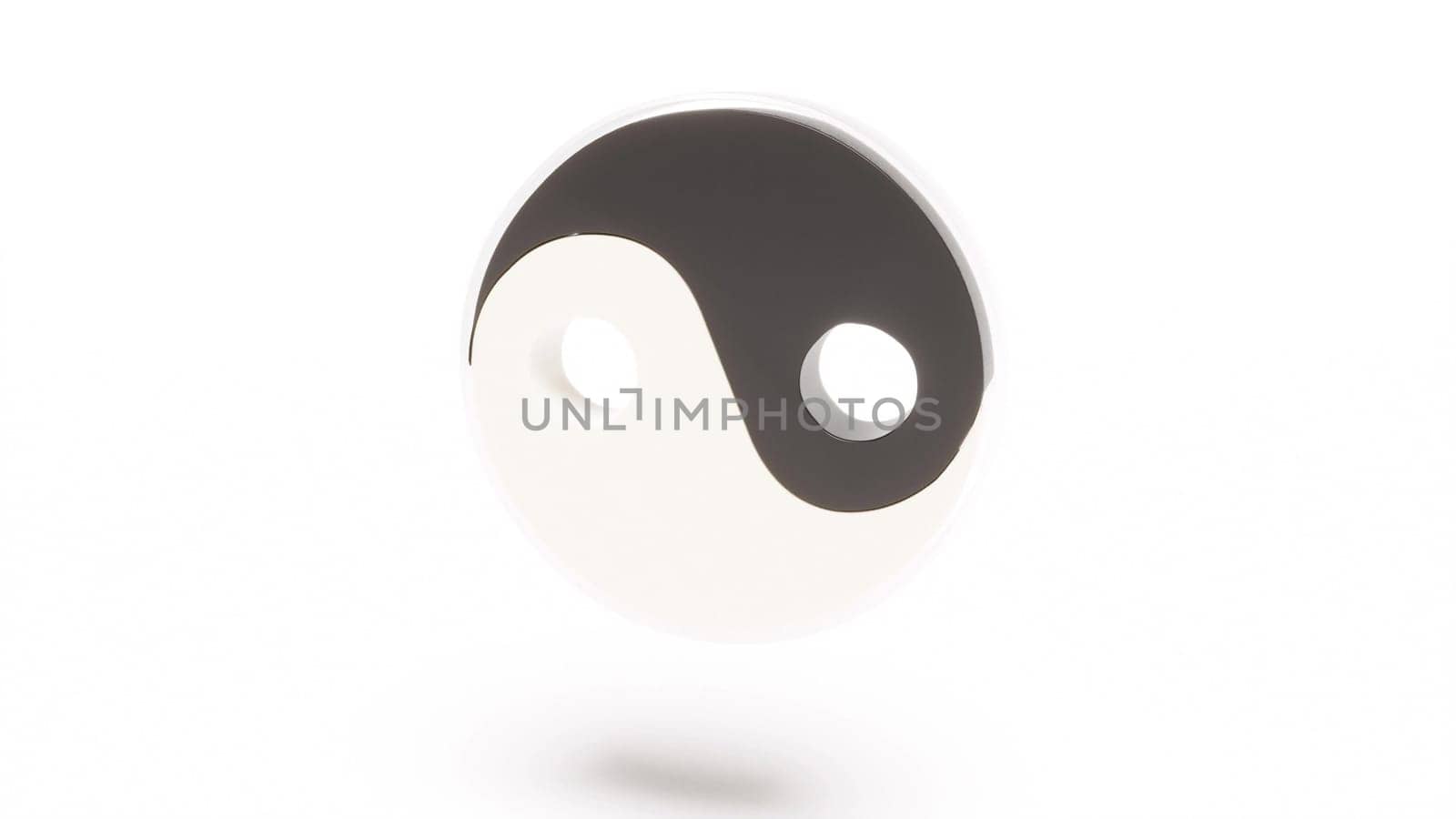 Yin yang sign rotate on white back intro 3d render