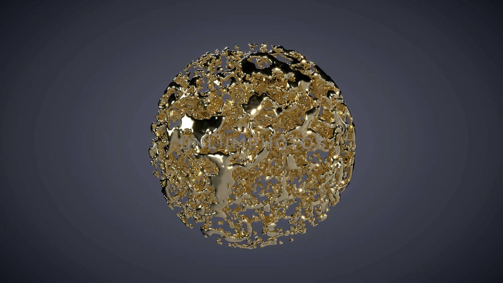 Gold noise sphere abstract luxury intro liquid metal 3d render