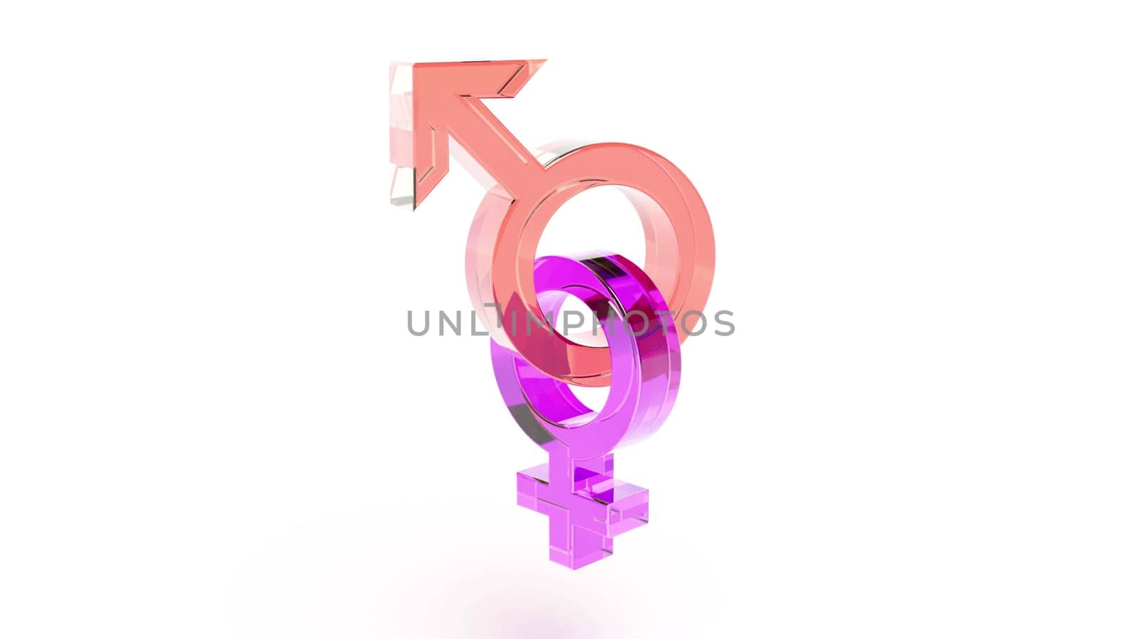 Sex male woman color glass sign intro 3d render by Zozulinskyi