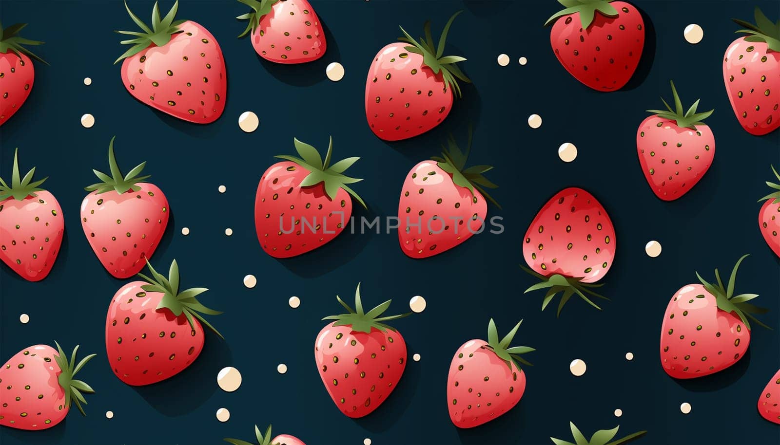 Cute Strawberry Pattern, Red and blue seamless polka dot strawberry, Strawberry white Background, Strawberry Wallpaper Love Cards Stock Illustration. Adorable strawberries background Copy space