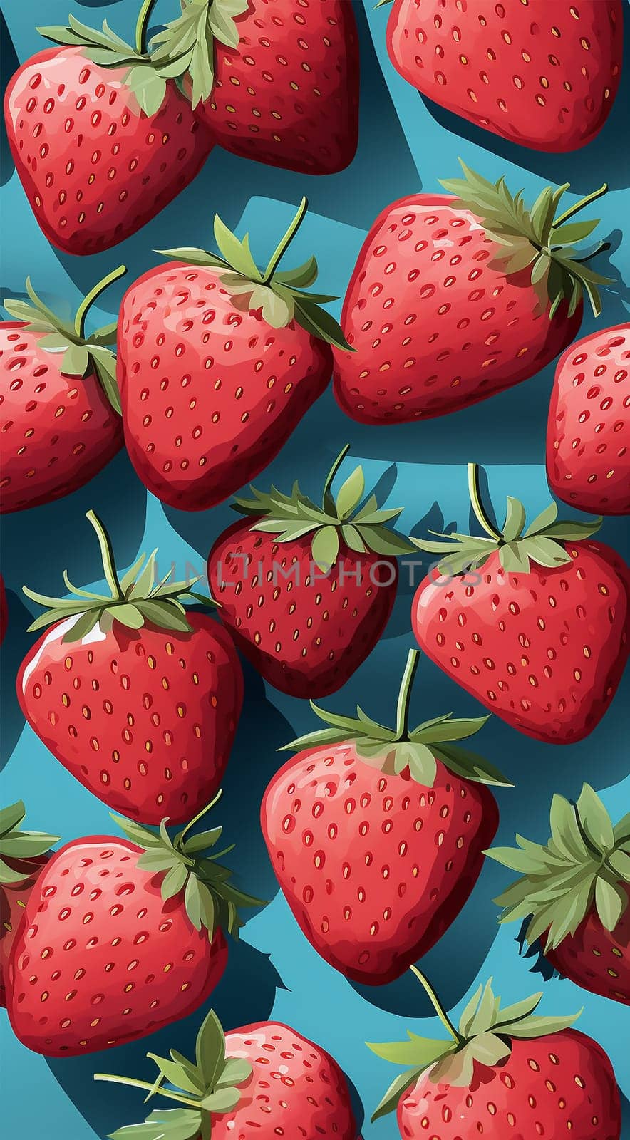 Cute Strawberry Pattern, Red and blue seamless polka dot strawberry, Strawberry white Background, Strawberry Wallpaper Love Cards Stock Illustration. Adorable strawberries background by Annebel146