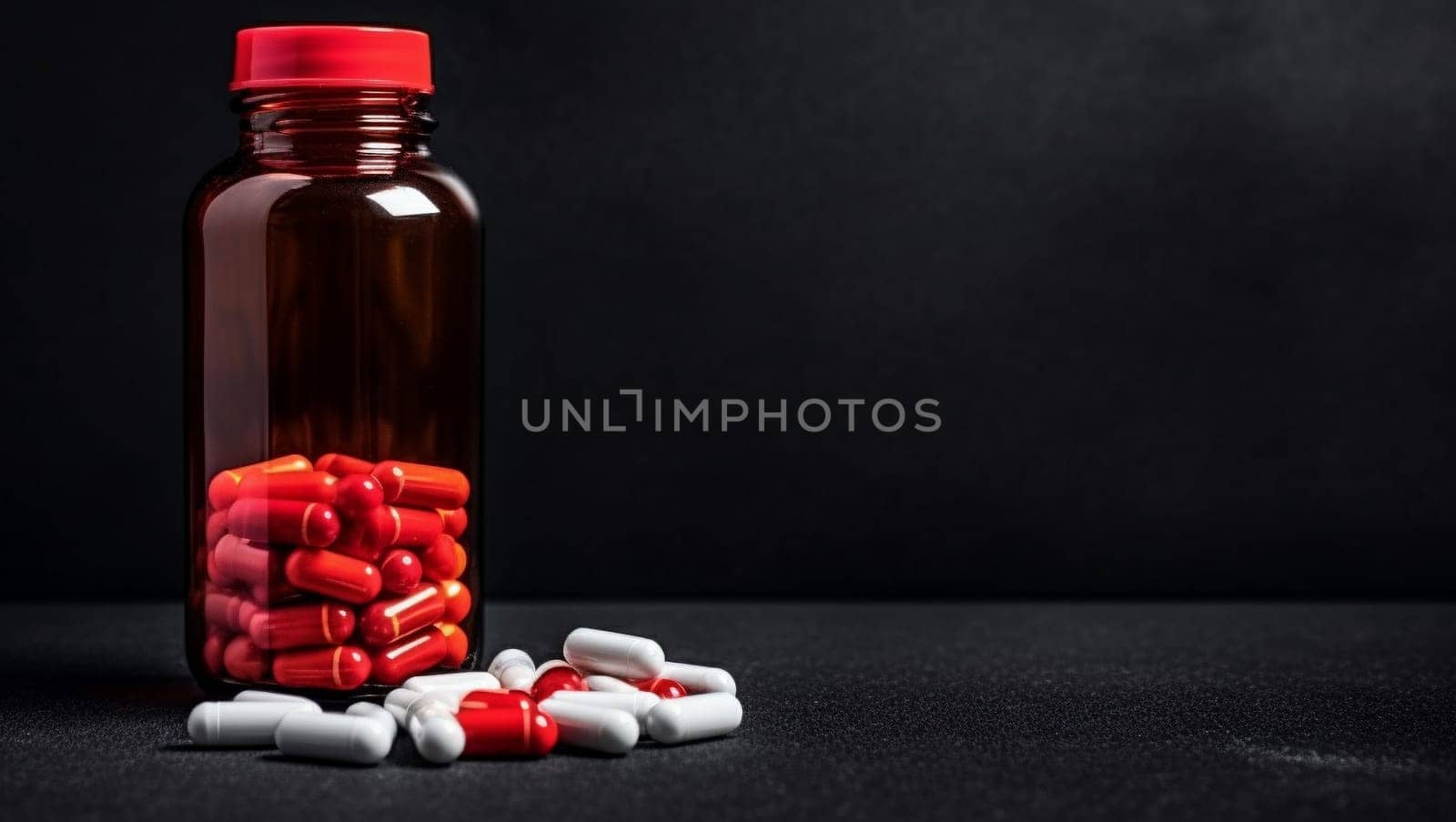 Lots of pills on a colored background. A useful remedy for illnesses, in winter. by Sneznyj