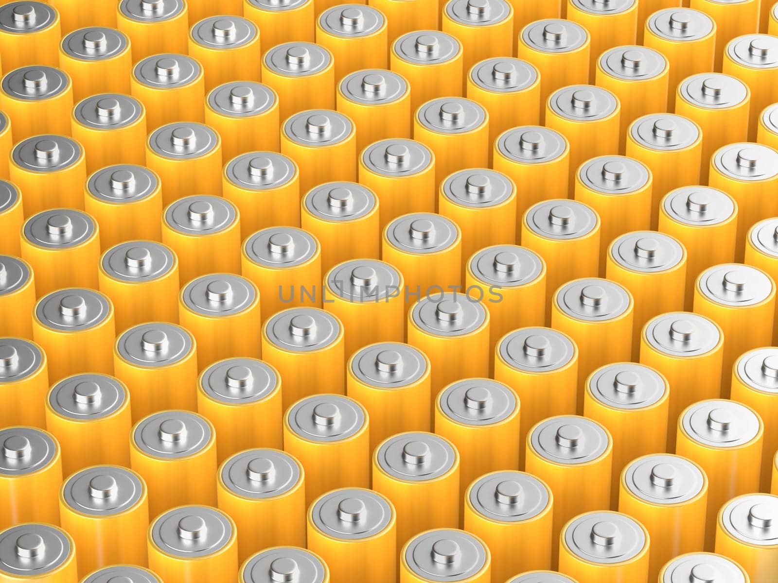 Many yellow AA size batteries by magraphics