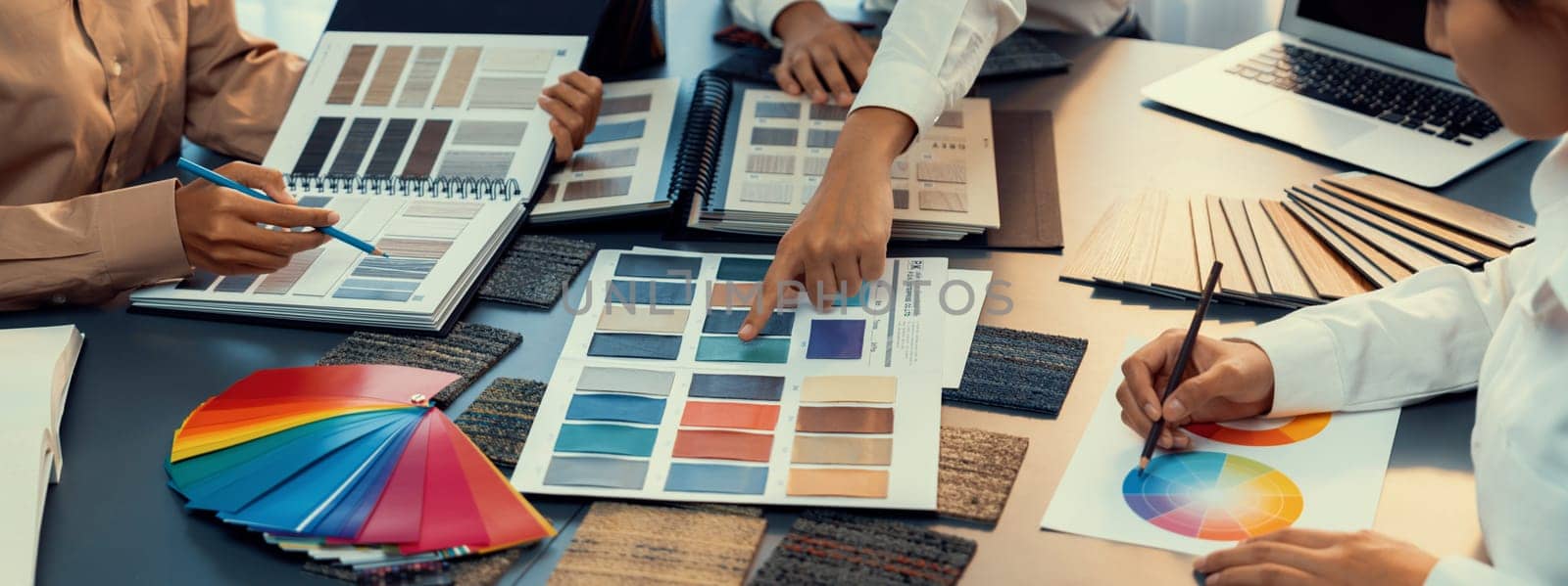 Group of professional interior designer and architect choosing color. Insight by biancoblue