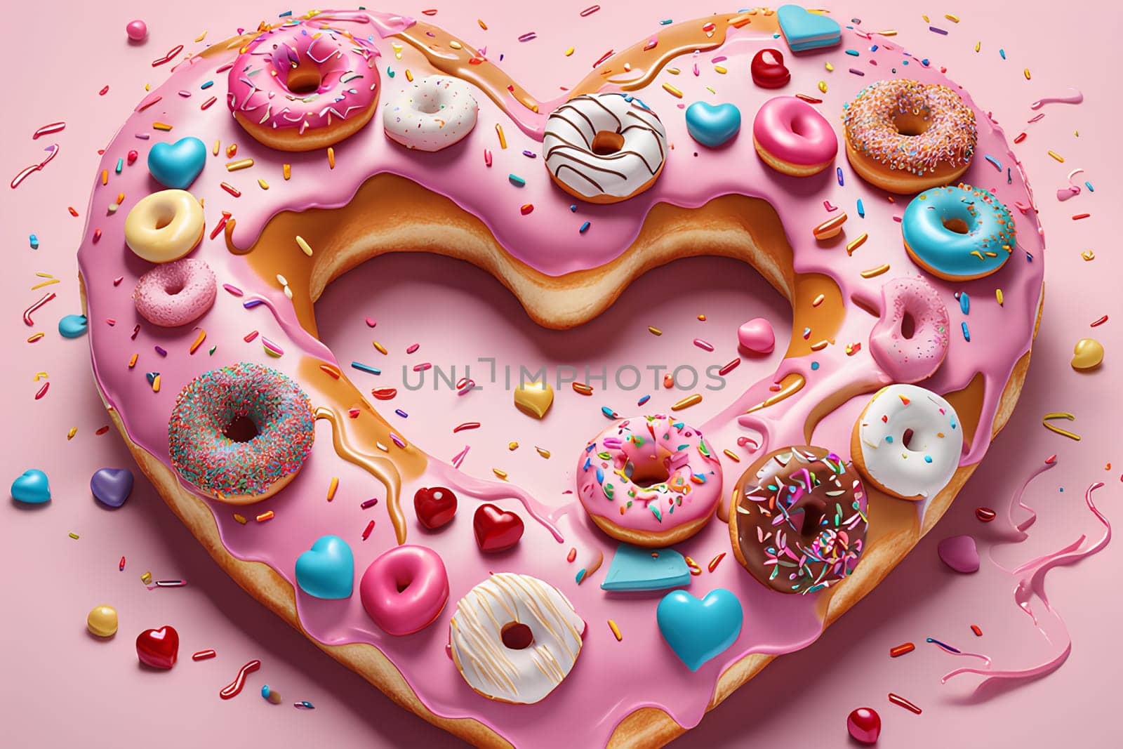 Donut in the shape of a heart. Valentine's Day Gift Concept. by Annu1tochka