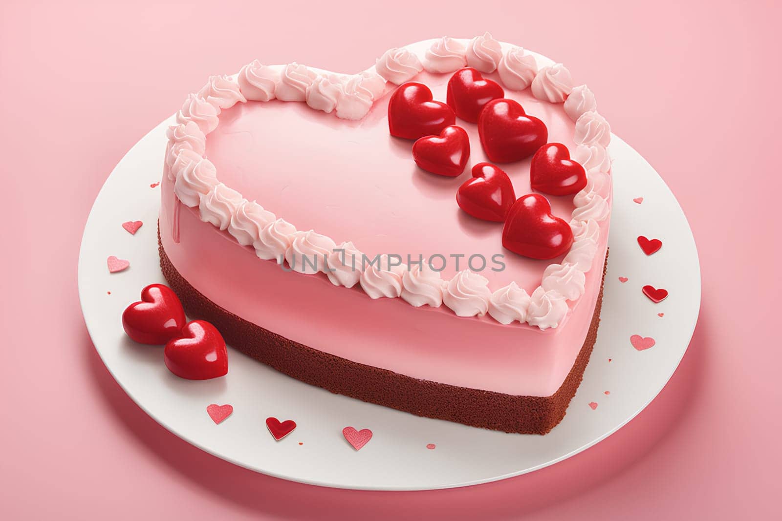 Heart-shaped mousse cake for Valentine's Day