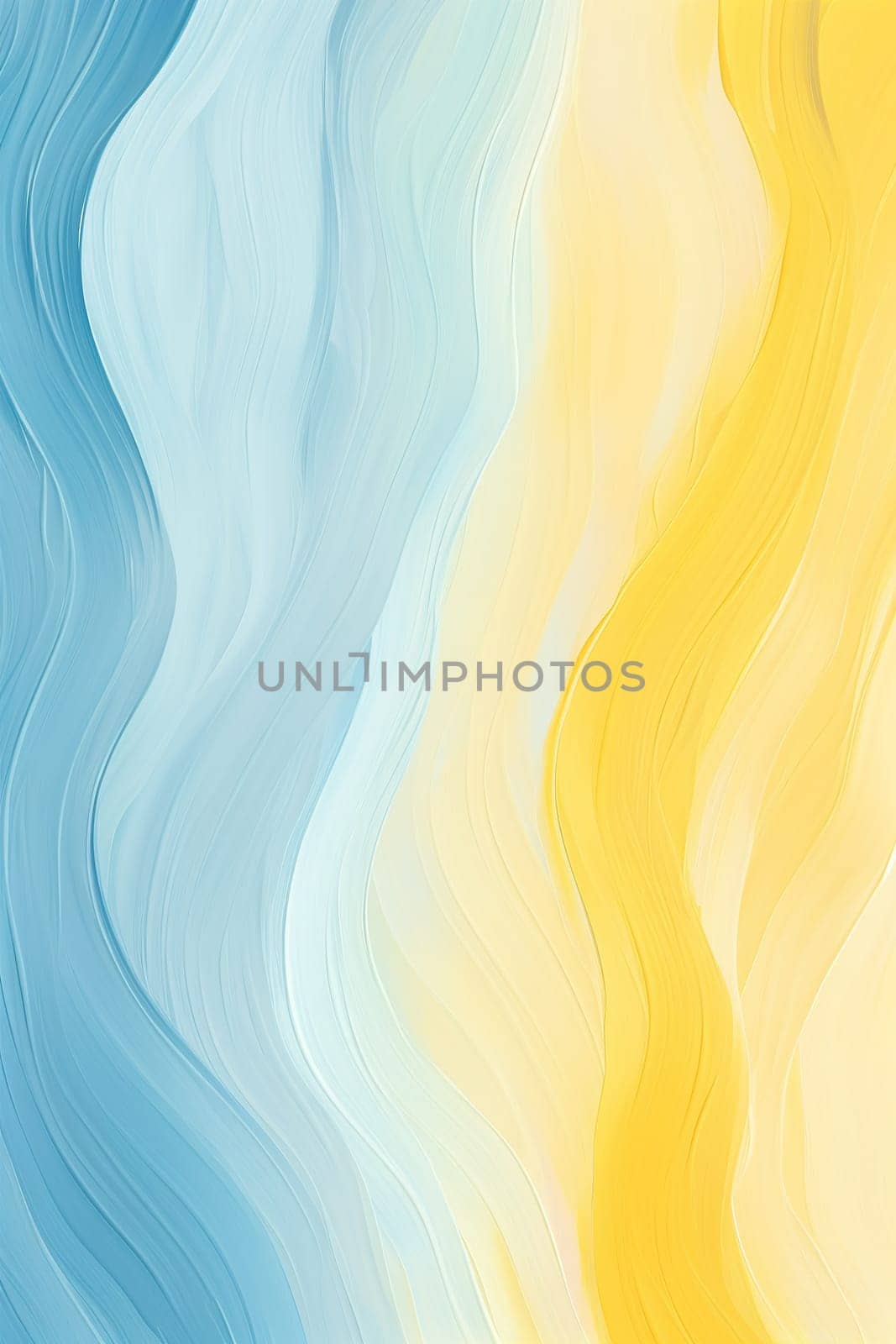 Abstract painting in blue and yellow hues, resembling a serene sea and warm beach sand, evoking a vacation mood. Abstract holiday, travel background. Copy space for text. Generative AI. by creativebird