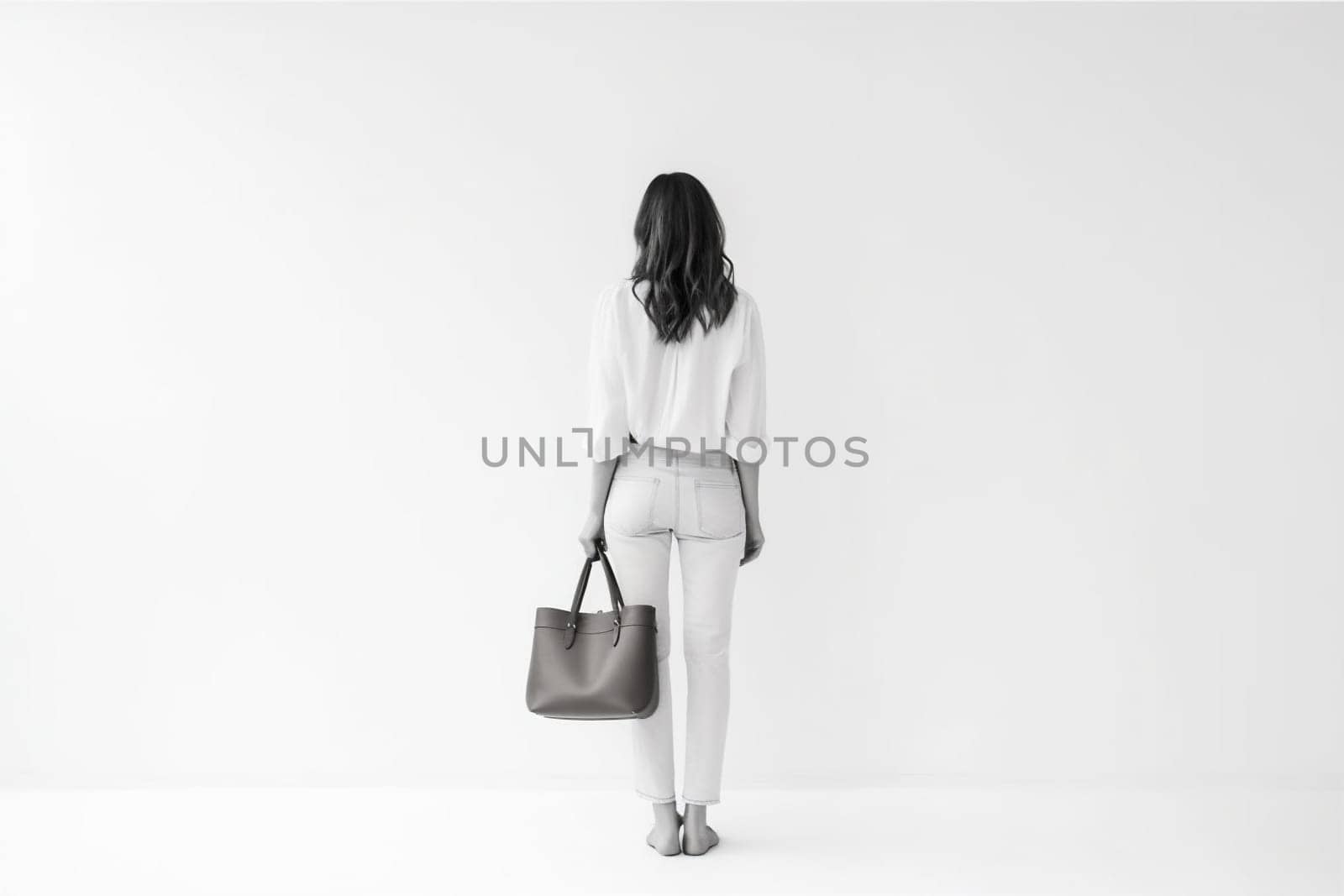 woman template white buy design bag purchase layout shopping market fashion. Generative AI. by Vichizh