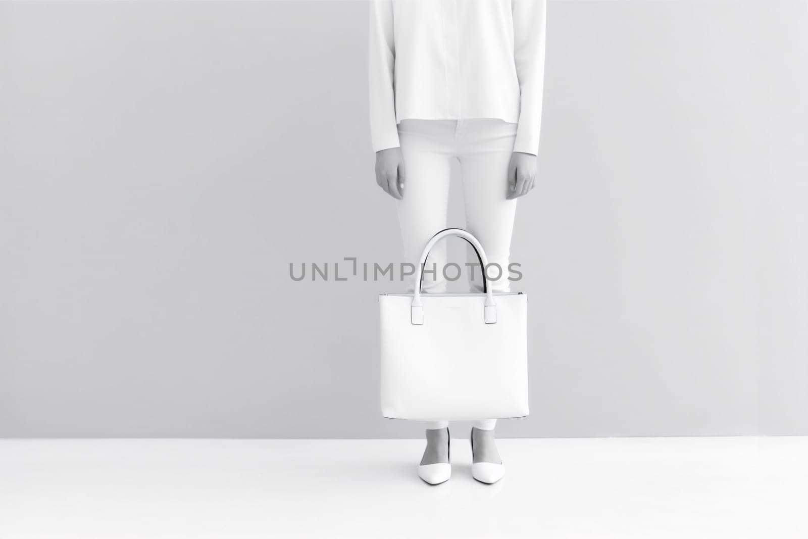 fashion woman bag purchase shopping layout market ecology white buy template. Generative AI. by Vichizh