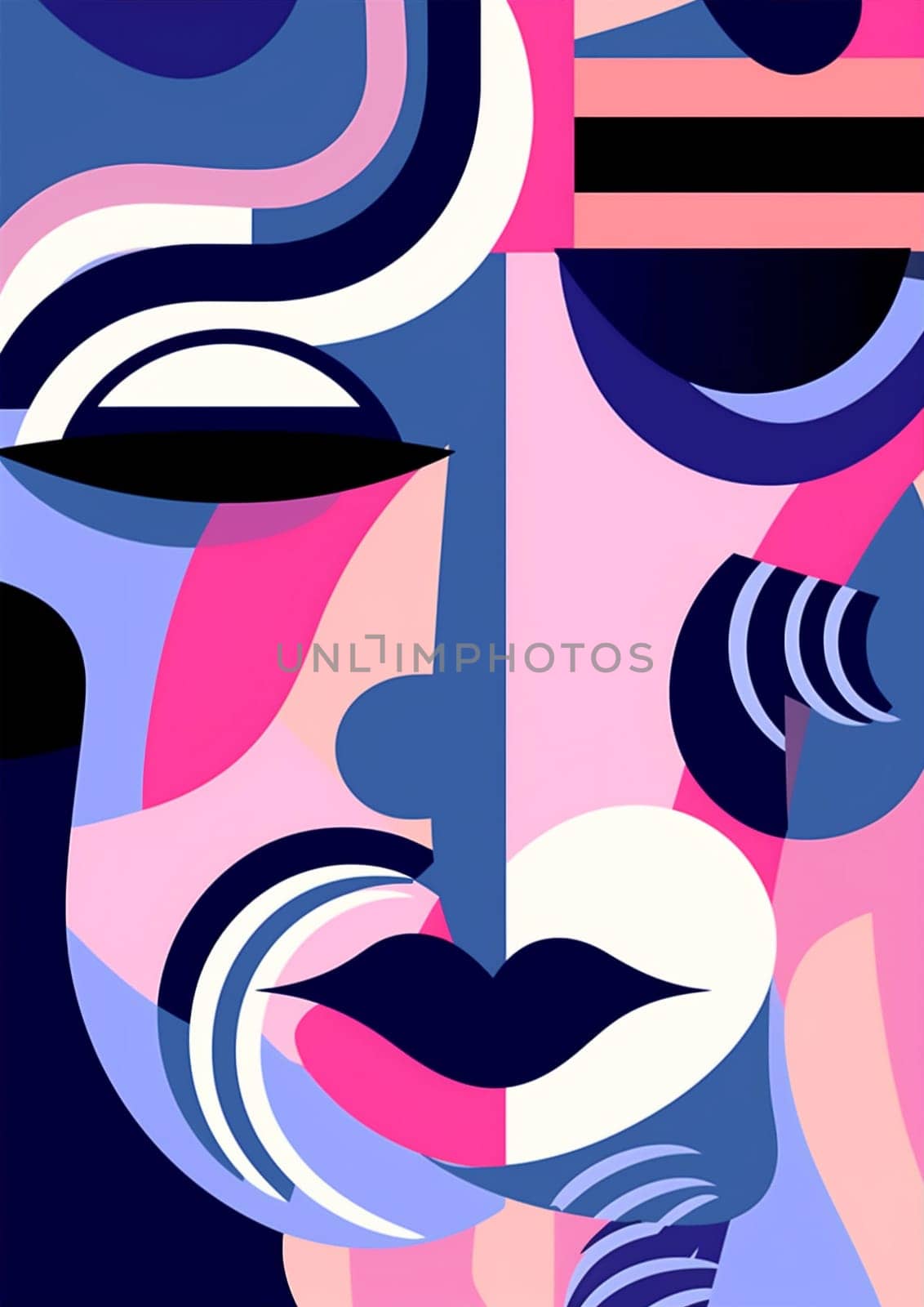 woman graphic fashion sign abstract face poster portrait cubist modern cubism. Generative AI. by Vichizh