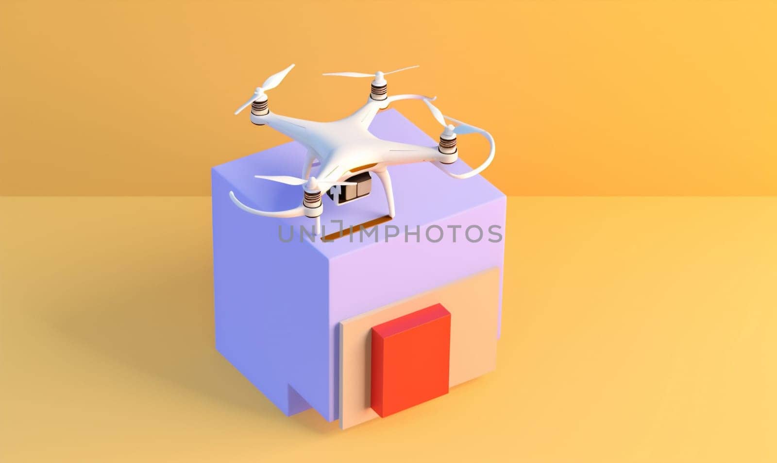 cardboard smart business express wireless blue package transportation air helicopter copter future delivery fast cargo vehicle aircraft technology fly drone. Generative AI.